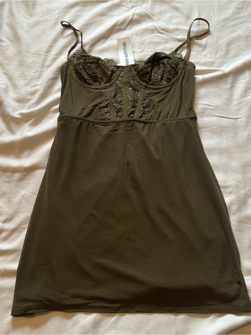 Urban Outfitters Olive Lace-Trim Corset Dress